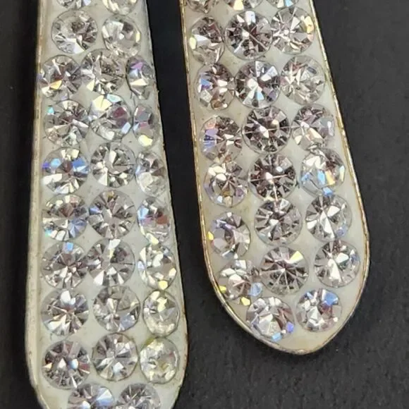 JCM Brass Rhinestone Chandelier Dangle Earrings Silver - Picture 3 of 5